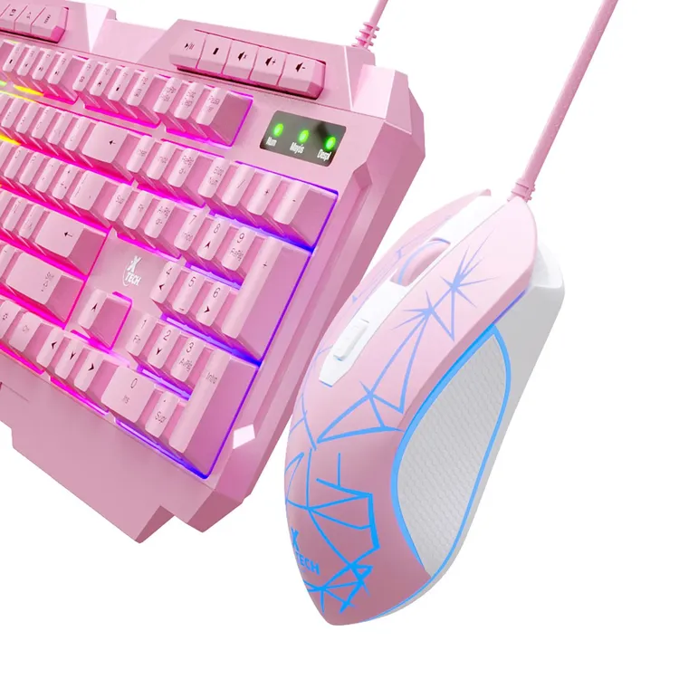 Combo XTECH Alámbrico Teclado + Mouse XTK-540S Gaming Rosado - Imagen 5