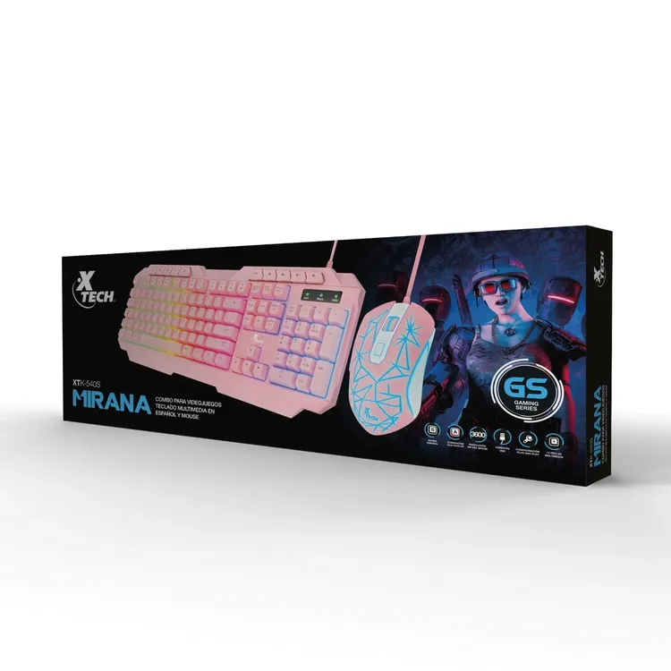Combo XTECH Alámbrico Teclado + Mouse XTK-540S Gaming Rosado - Imagen 7