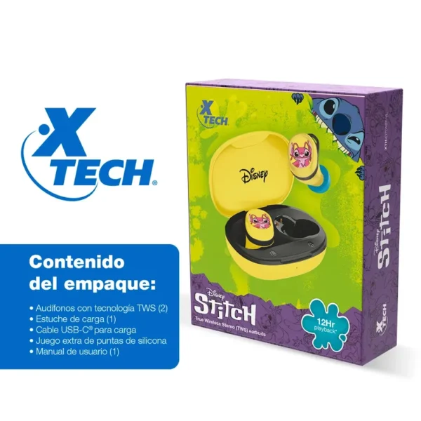 Audífonos XTECH Inalámbricos Bluetooth In Ear TWS XTH-D701ST-YL Disney Stitch Amarillo - Imagen 9