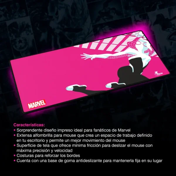Pad Mouse XTECH Tamaño XXL Marvel Ghost Spider Rosado - Imagen 3