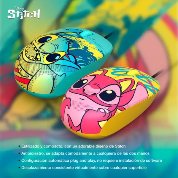 Mouse XTECH Alámbrico Óptico USB XTM-D406ST-BL Disney Stitch Azul - Imagen 3