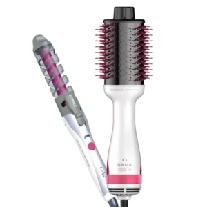 Combo GAMA Cepillo Pink + Rizador Inn Blanco