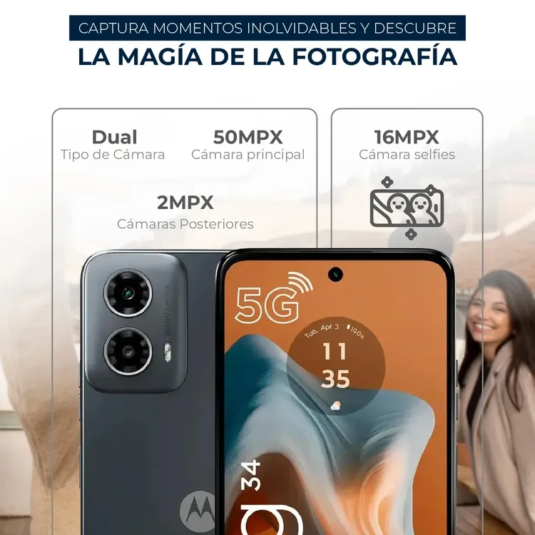 Celular MOTOROLA G34 256GB 5G Negro - Imagen 4