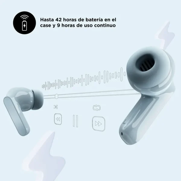 Audifonos MOTOROLA Inalámbricos Bluetooth In Ear Moto Buds Cancelación de Ruido Celeste Ilusión - Imagen 6