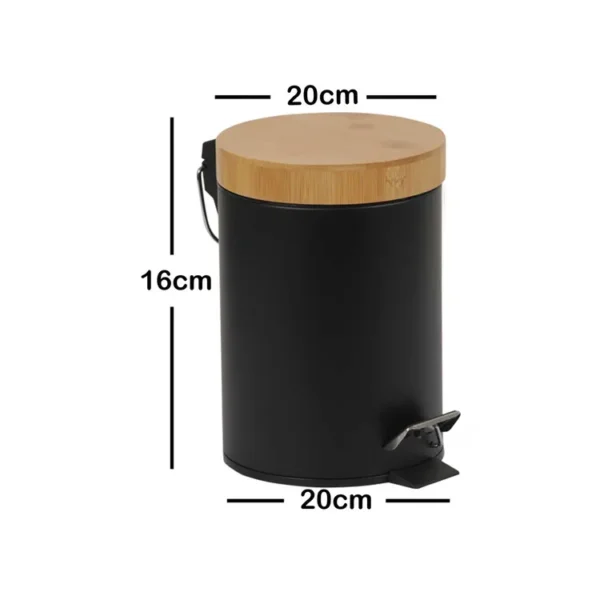 Papelera de Pedal FREE HOME 3 Litros Negra con Tapa Tipo Bambú - Imagen 6