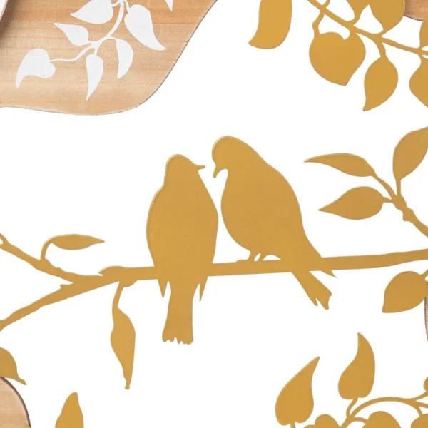 Cuadro Decorativo FREE HOME Pareja de Pájaros Dorado Blanco 40 x 40 x 4 cm - Imagen 3