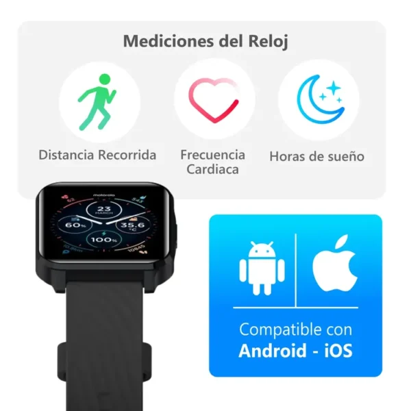 Reloj MOTOROLA Moto Watch 70 42.9 mm Negro - Imagen 4
