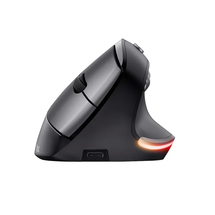 Mouse TRUST Inalámbrico Óptico Ergonómico Vertical Bayo Negro con Gris - Imagen 2