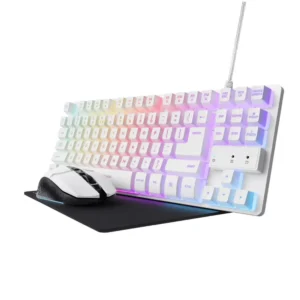 Combo 3 en 1 TRUST Teclado Alámbrico + Mouse Inalámbrico + Pad Mouse GXT 794 Blanco