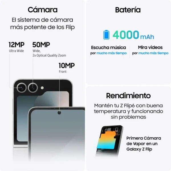Celular SAMSUNG Galaxy Z Flip6 256GB 5G Plateado + Cover - Imagen 5