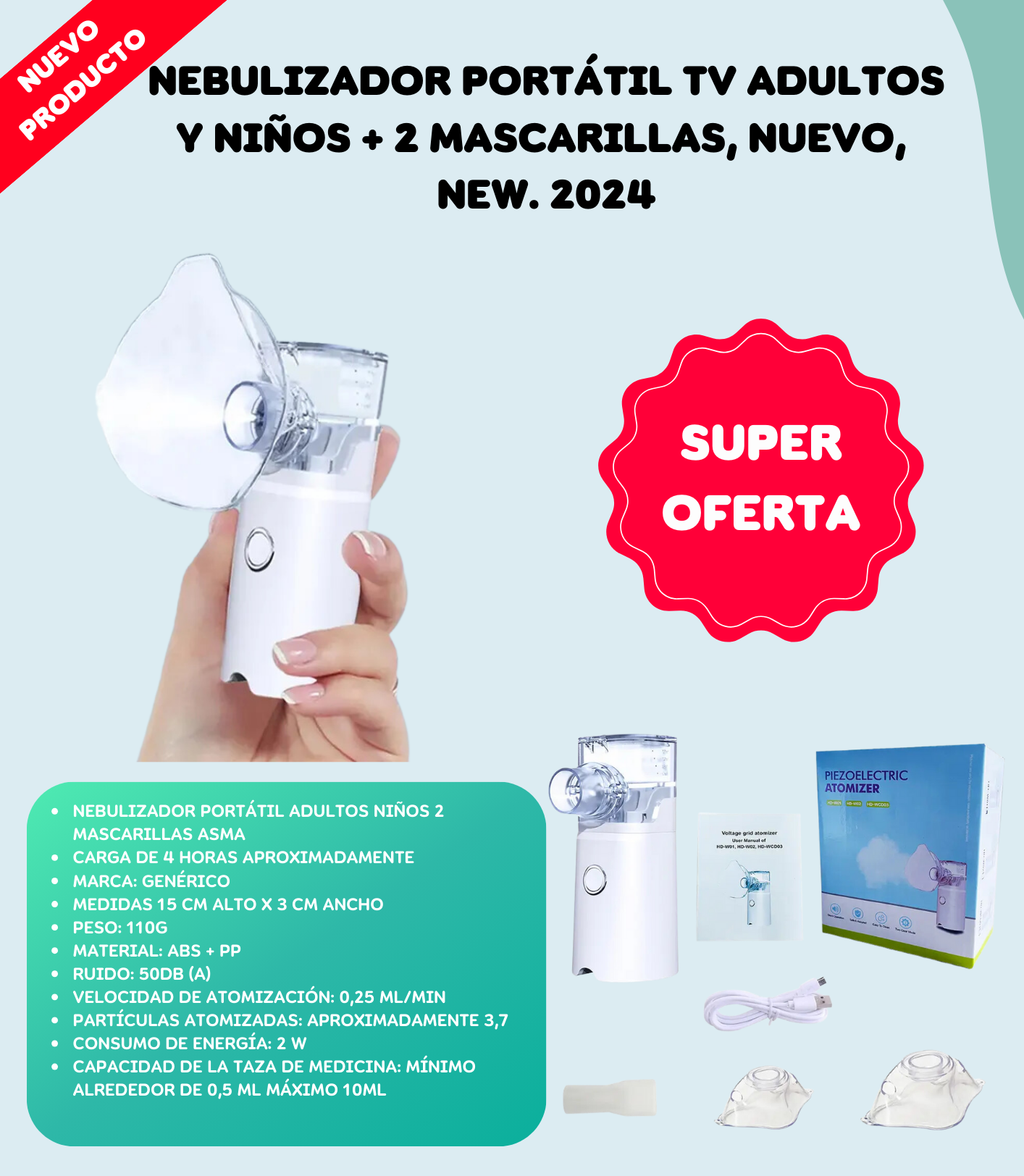 Nebulizador Portatil Tv Adultos Y Niños