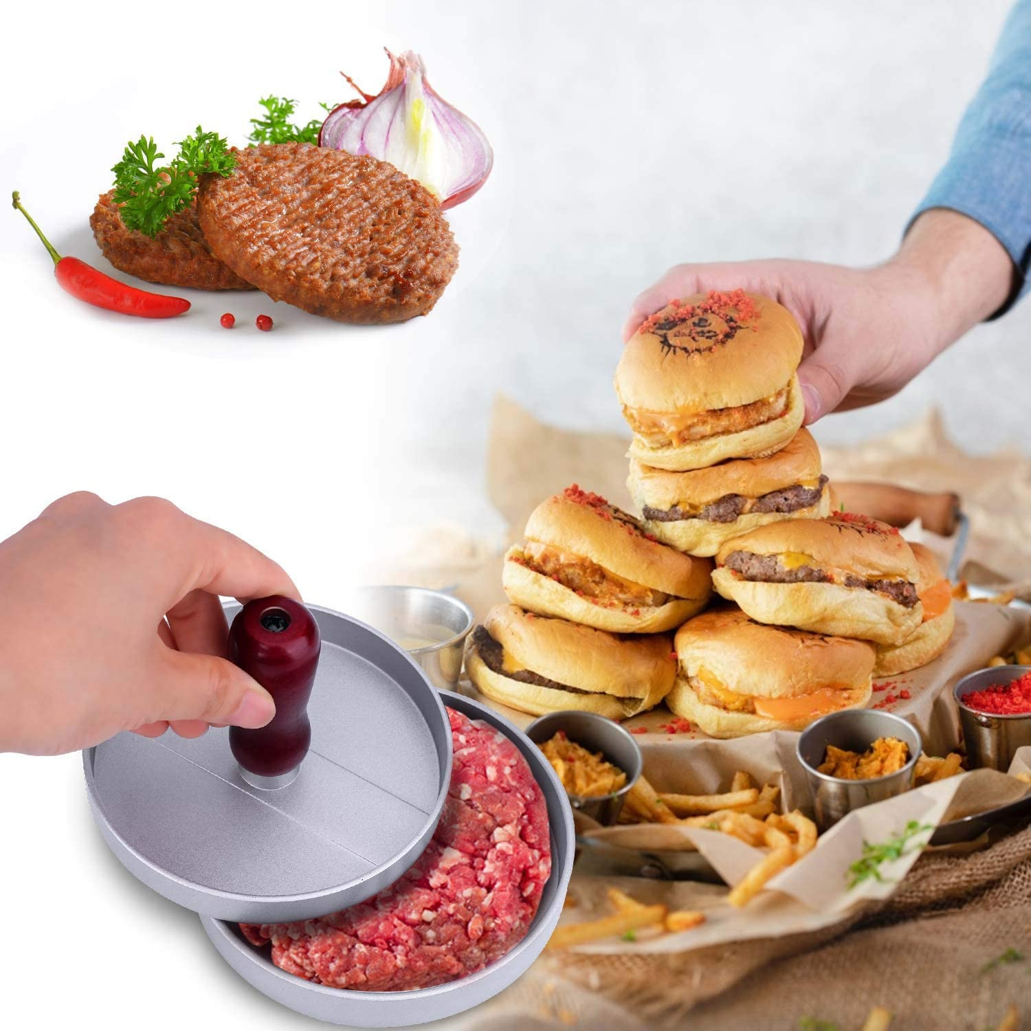 Molde prensa carne Hamburguesa Metal - Imagen 2