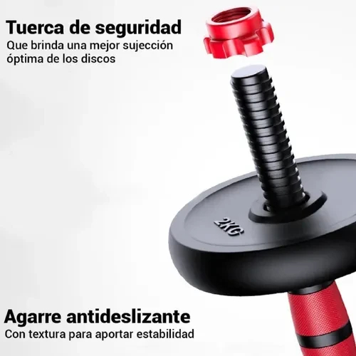 KIT MANCUERNAS PESAS 20 KG 40 LB ANTIDES - Imagen 2