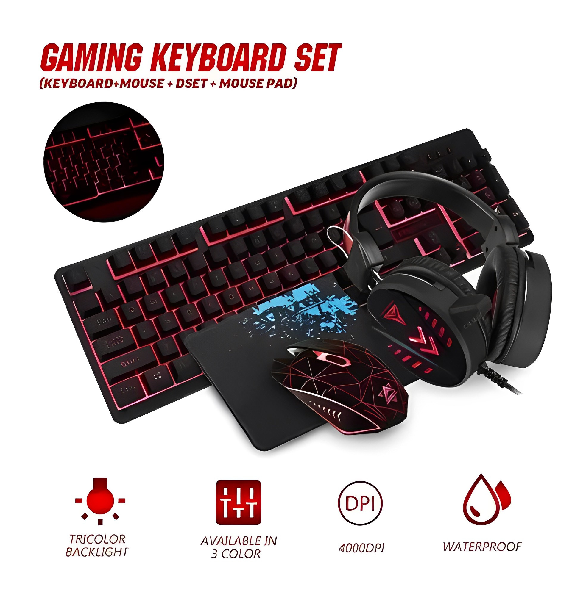 Combo Gamer Teclado + Mouse + Auriculare
