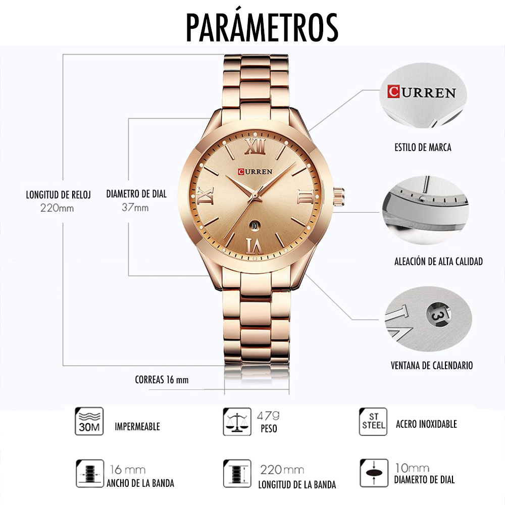 Reloj Curren 9007 Para Mujer Dama Negoci