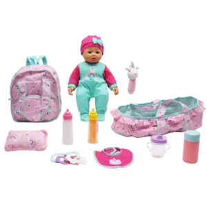 Muñeca Bebé FANTASY 40 Cm Con Cuna y Accesorios