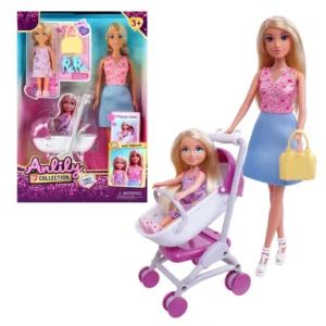 Muñeca ANLILY Con Cochecito de Bebé 29 Cm