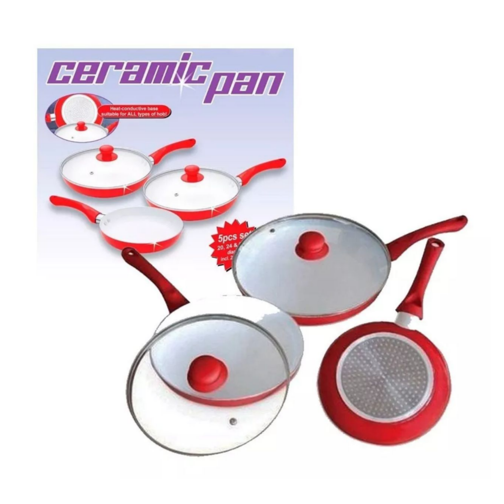 Set De Sartenes 5 Pz Cerámica Juego Cera