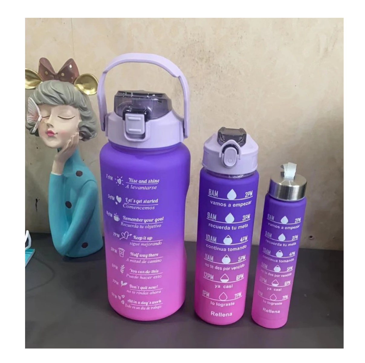 Combo X3 Botella Motivacional stiker pin