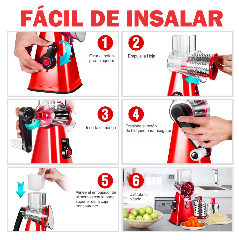Rallador De Verduras Tipo Molino 3Tam