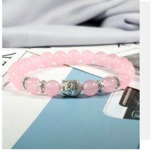 Pulsera Buda Sabiduria Cuarzo Rosa