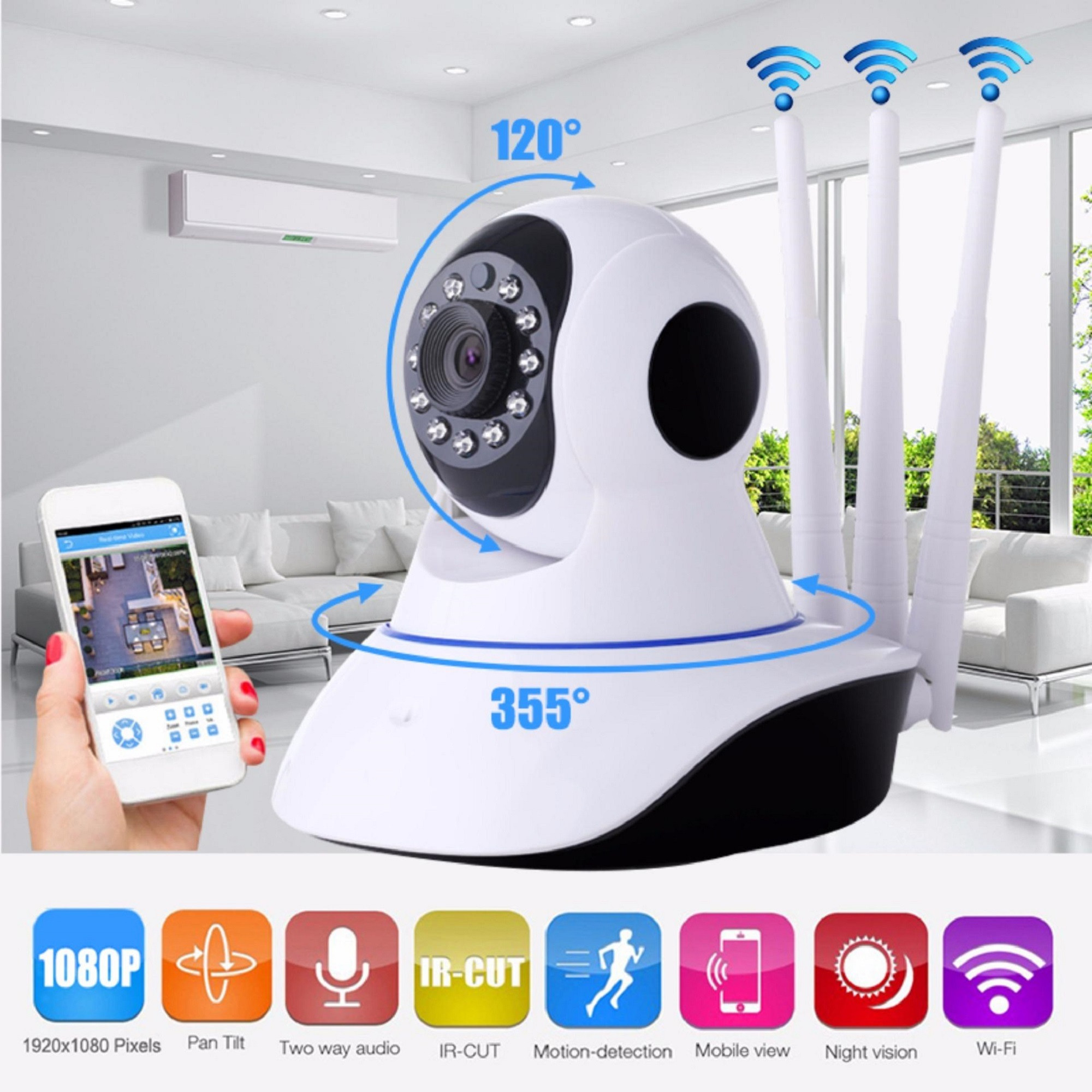 CAMARA IP 3 ANTENAS WIFI