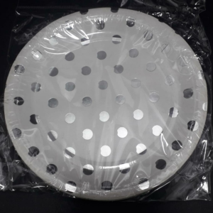 PLATO PUNTOS PLATEADOS 18CM