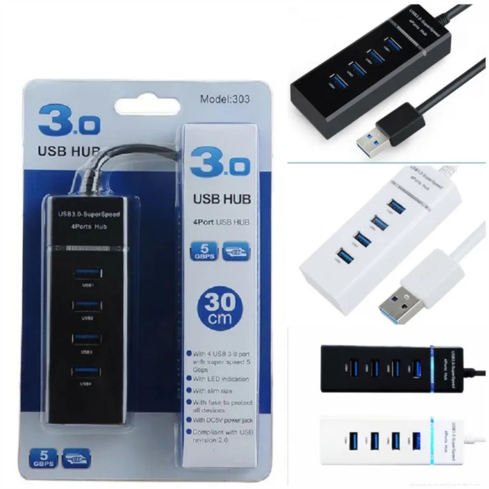 Multitoma Usb 4 Puertos 3.0 Cable De 30c