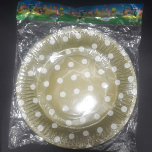 PLATO CARTON PUNTOS DORADO 18CM