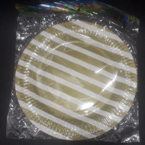 PLATO CARTON RAYAS DORADO BOLSA 23CM