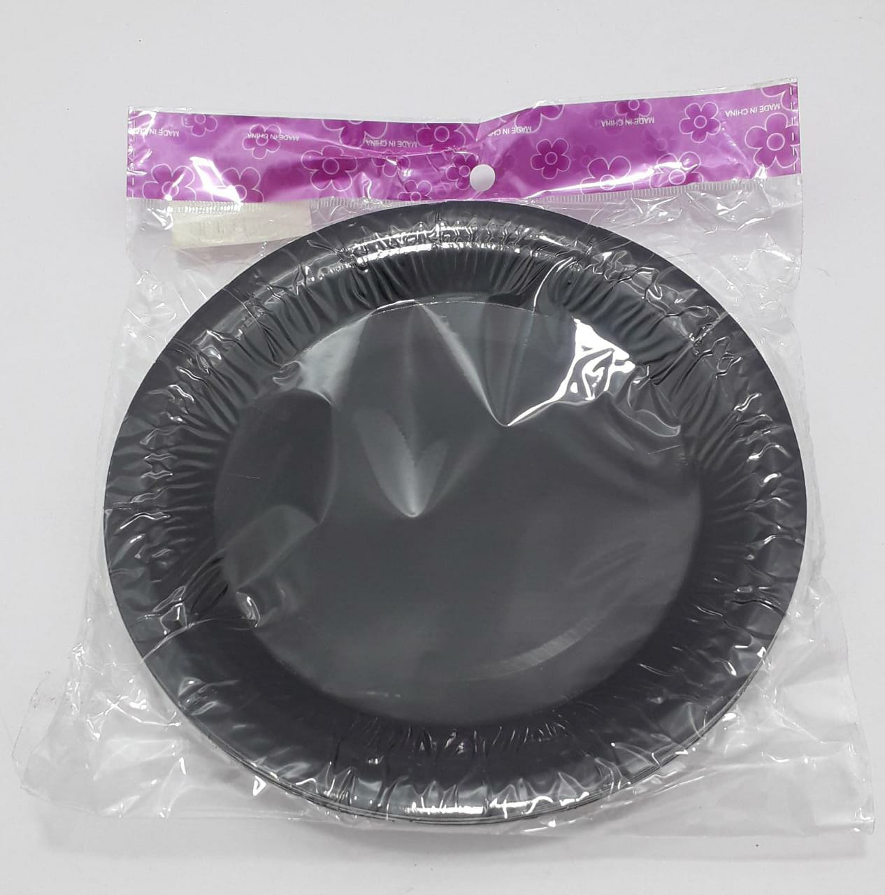 PLATO METALIZADO NEGRO 18CM EN BOLSA