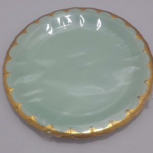 PLATO VERDE CLARITO BORDE DORADO 18CM