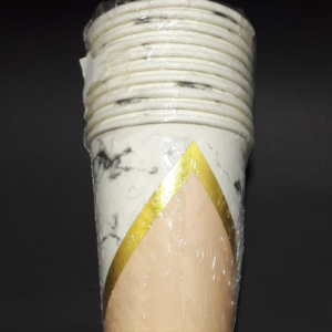 VASO  x 10   blanco humo beige franja d