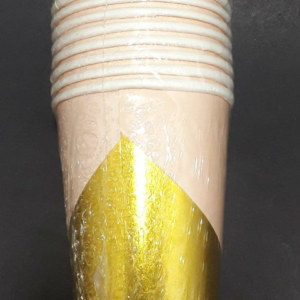 VASO  X 10   ROSADO Y  DORADO  7- ONZ