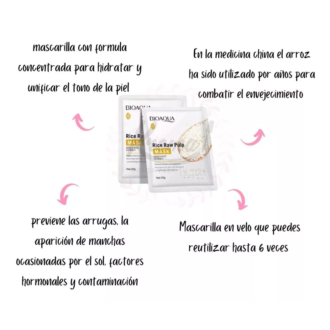 Mascarilla en velo extracto de arroz