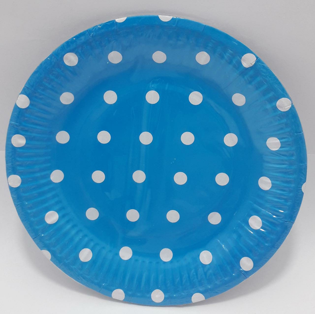 PLATO AZUL OSCURO PUNTOS BLANCOS 18CM X