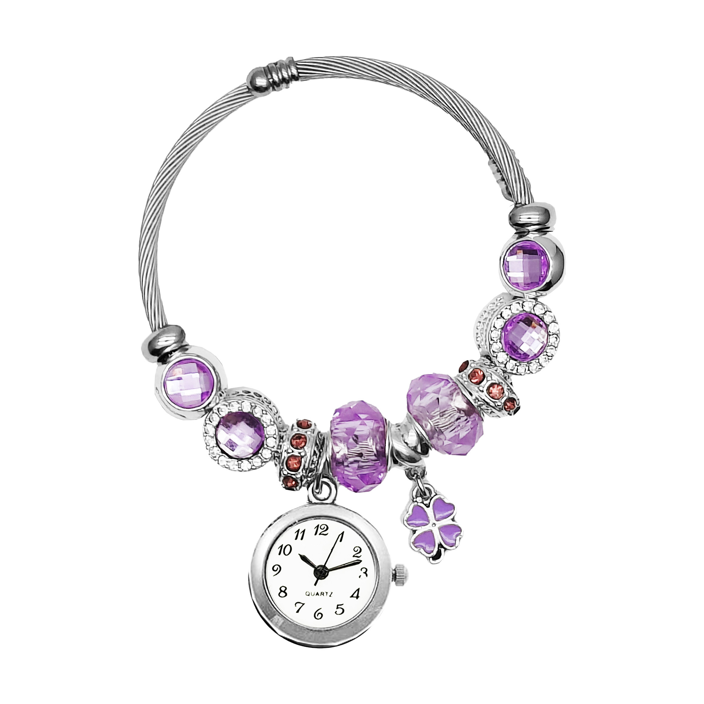 Reloj Mujer Dama Pulsera Acero Dije Treb