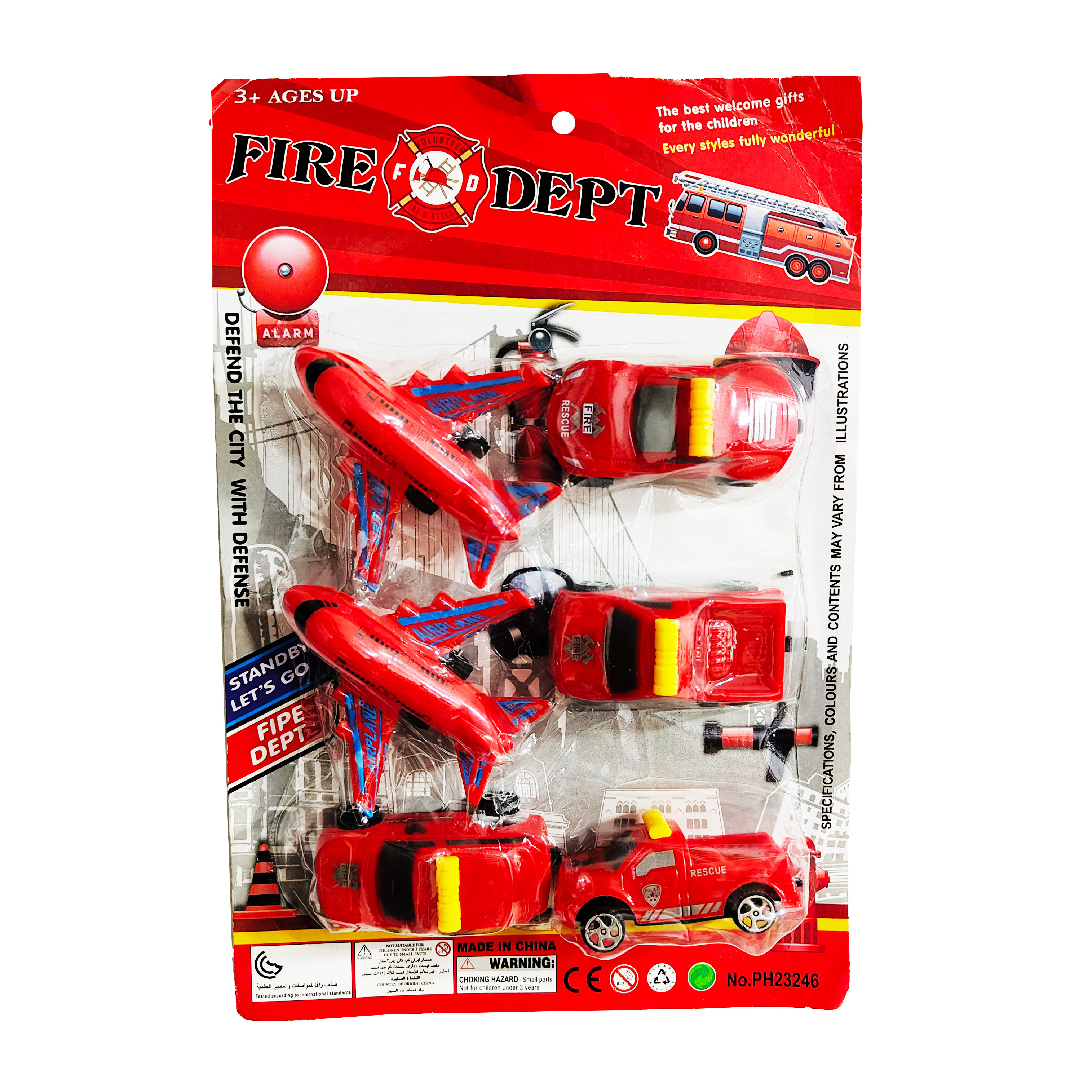 Juguete Kit Carro Y Aviones De Bomberos