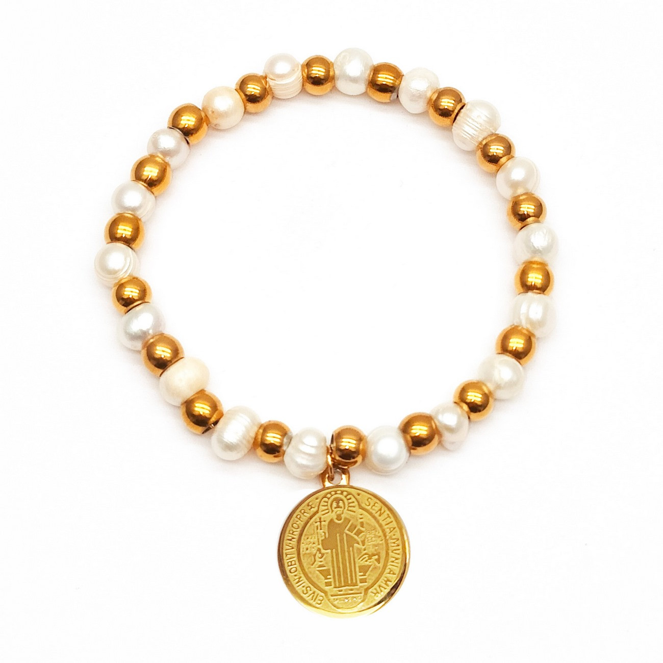 Pulsera San Benito Perla De Agua Acero