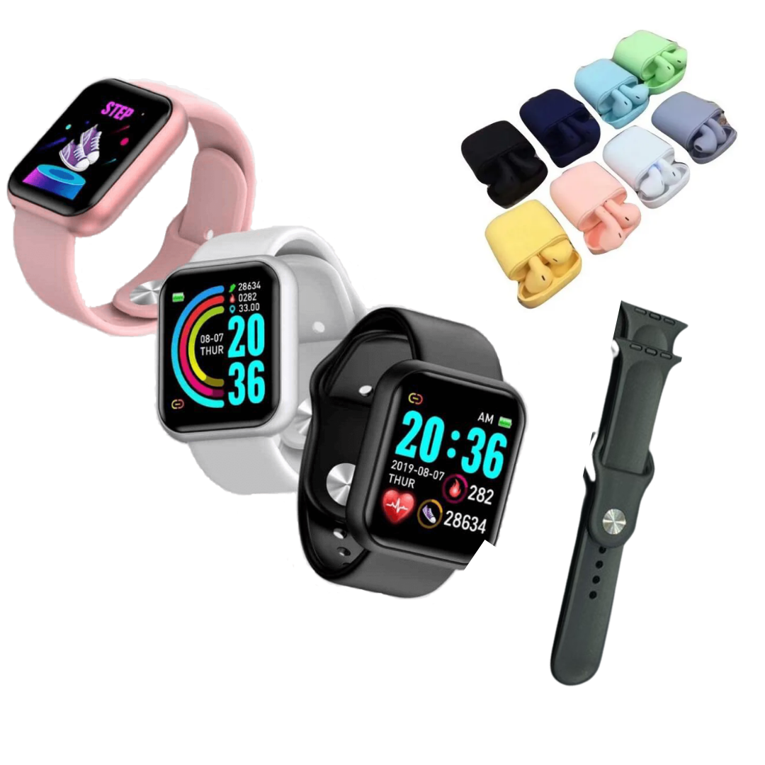 Reloj Y68 + Pulso+Audífonos Airpods i12