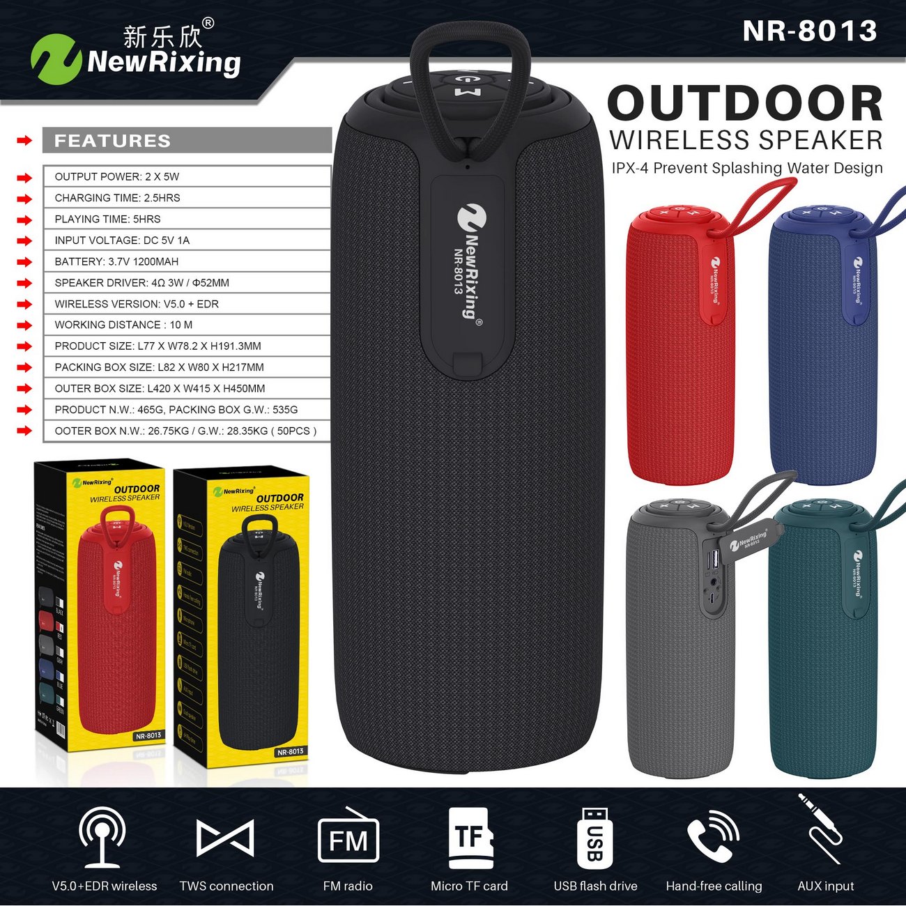 Bocina Parlante Mi Portable Nr8013