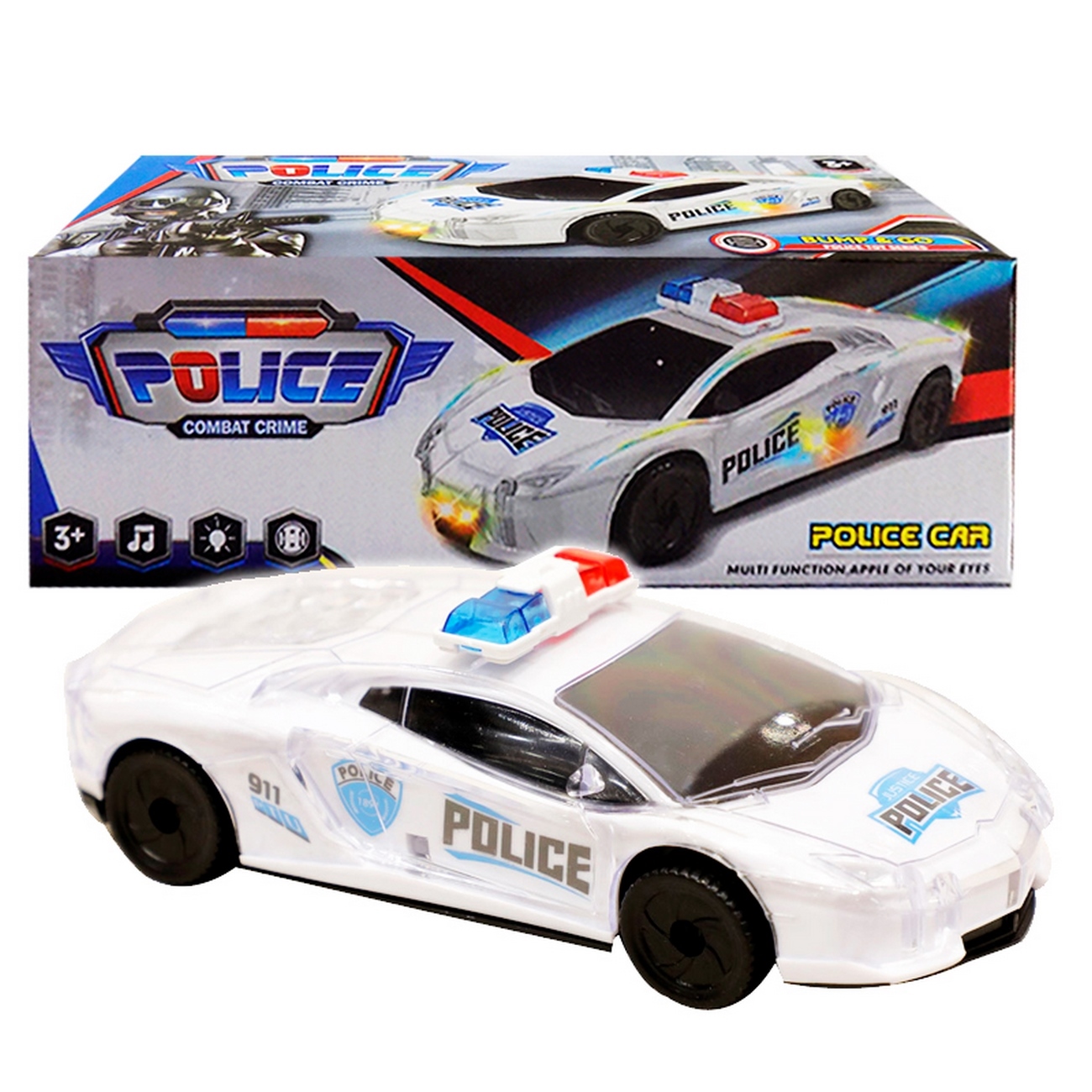 Carro Policia Luces Sonido Moivimiento