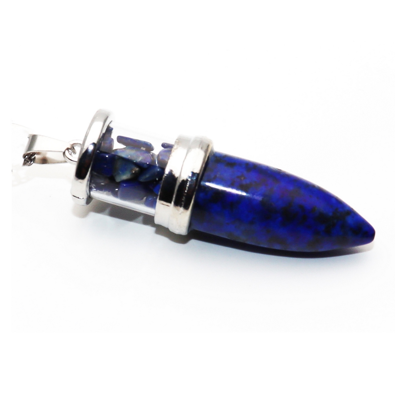 Collar Bala Pendulo Cuarzo Cadena Acero - Imagen 2