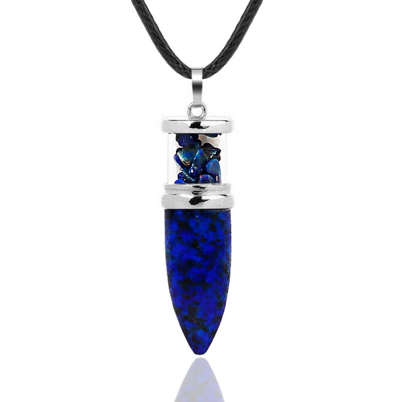 Collar Cuarzo Lapislazuli Pendulo Bala