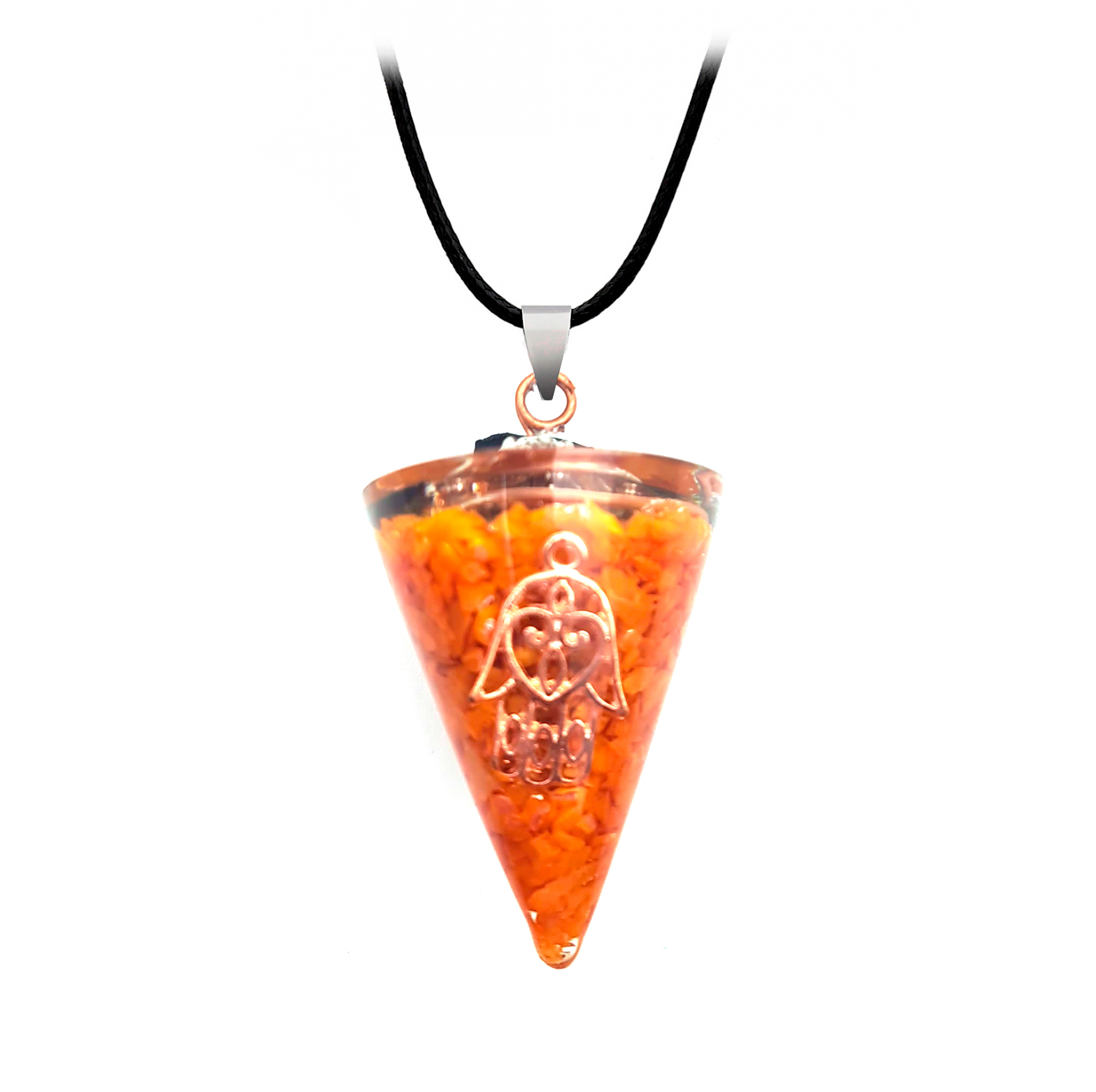 Collar Orgonita Mano Cuarzo Naranja Estu