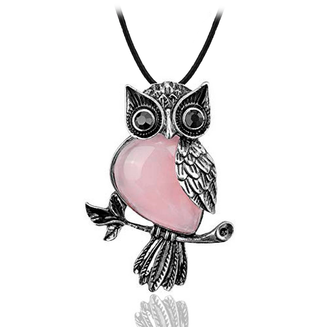 Collar Buho Cuarzo Piedra Rosa - Imagen 2