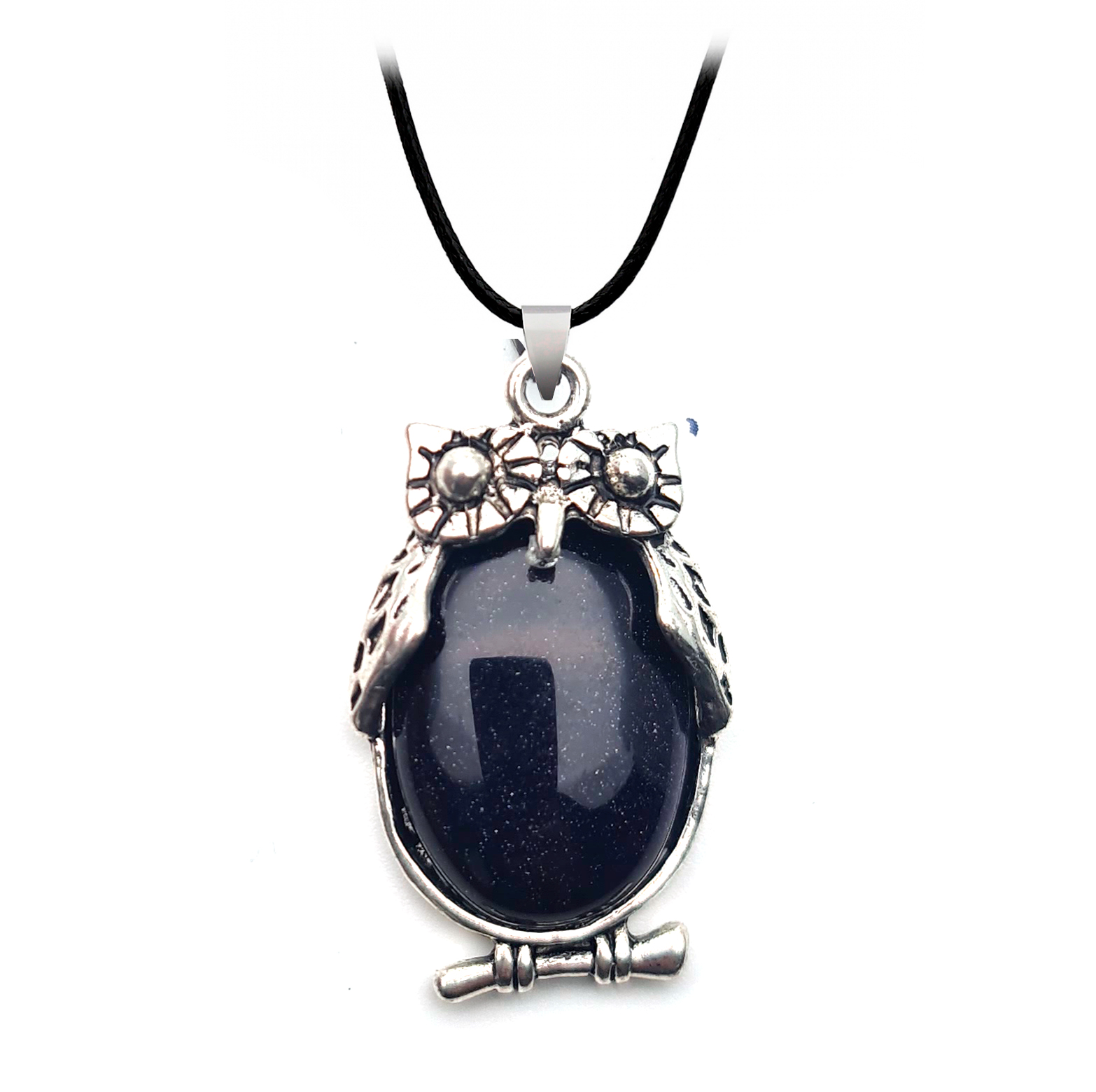 Collar Búho Sabiduria Lluvia de plata
