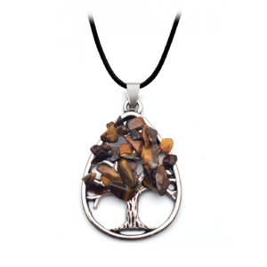 Collar Arbol Gota Cuarzo Ojo De Tigre