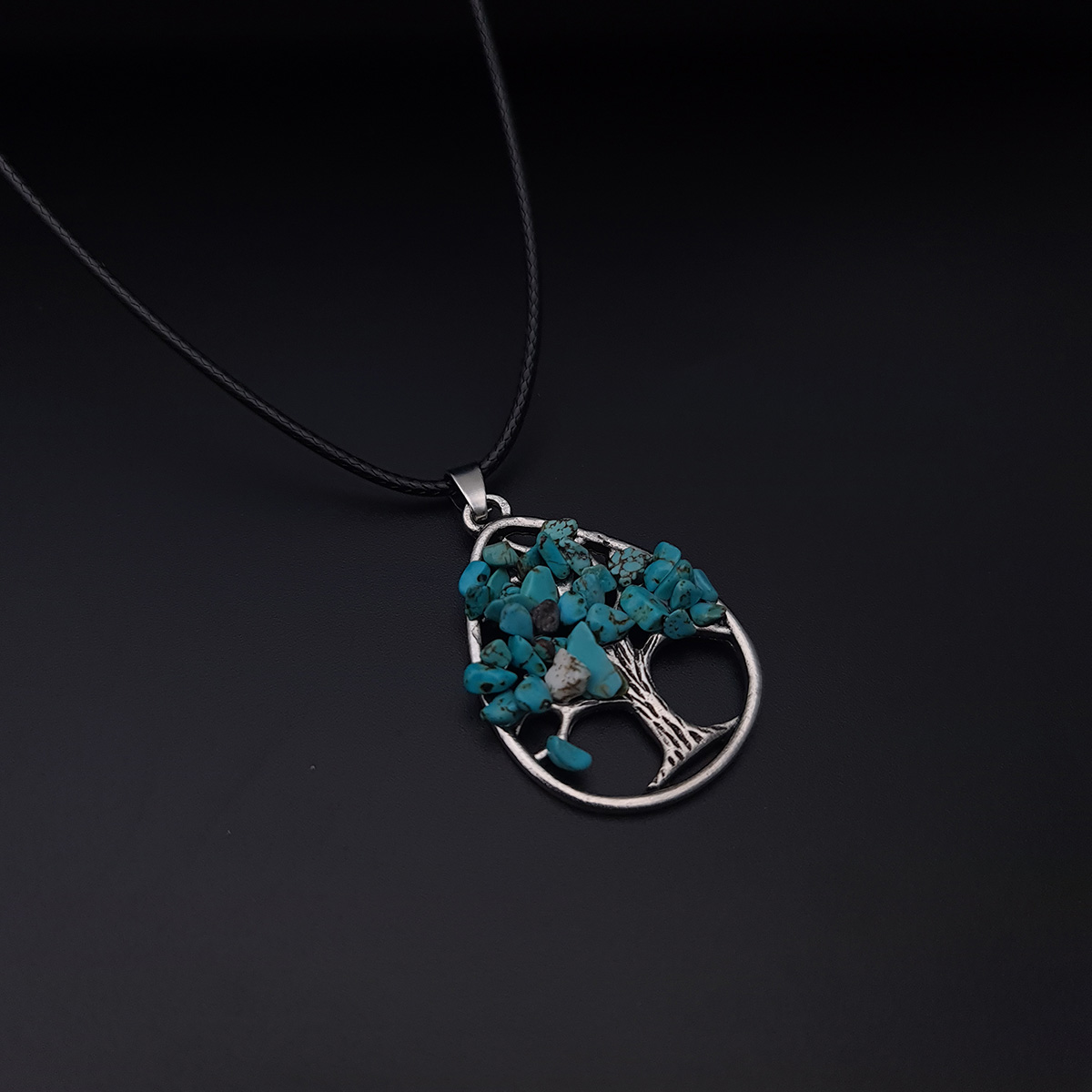 Collar Arbol Gota Cuarzo Turquesa