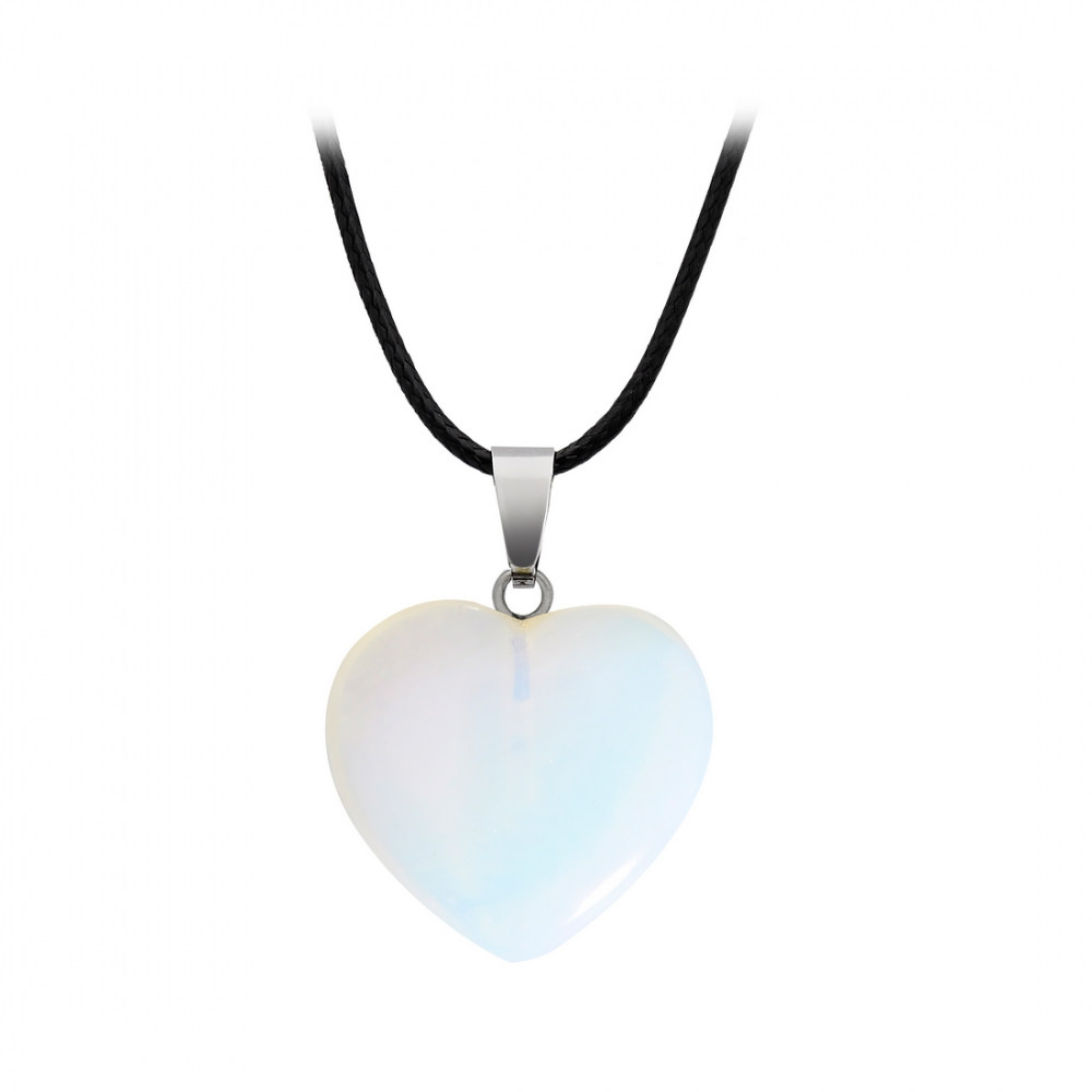 Collar Corazon Cuarzo Piedra Luna